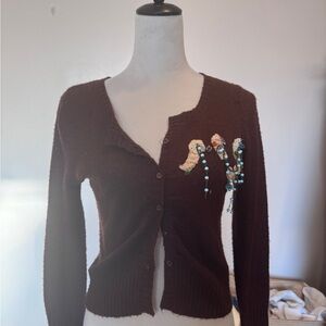 Embellished Brown Women's Sweater